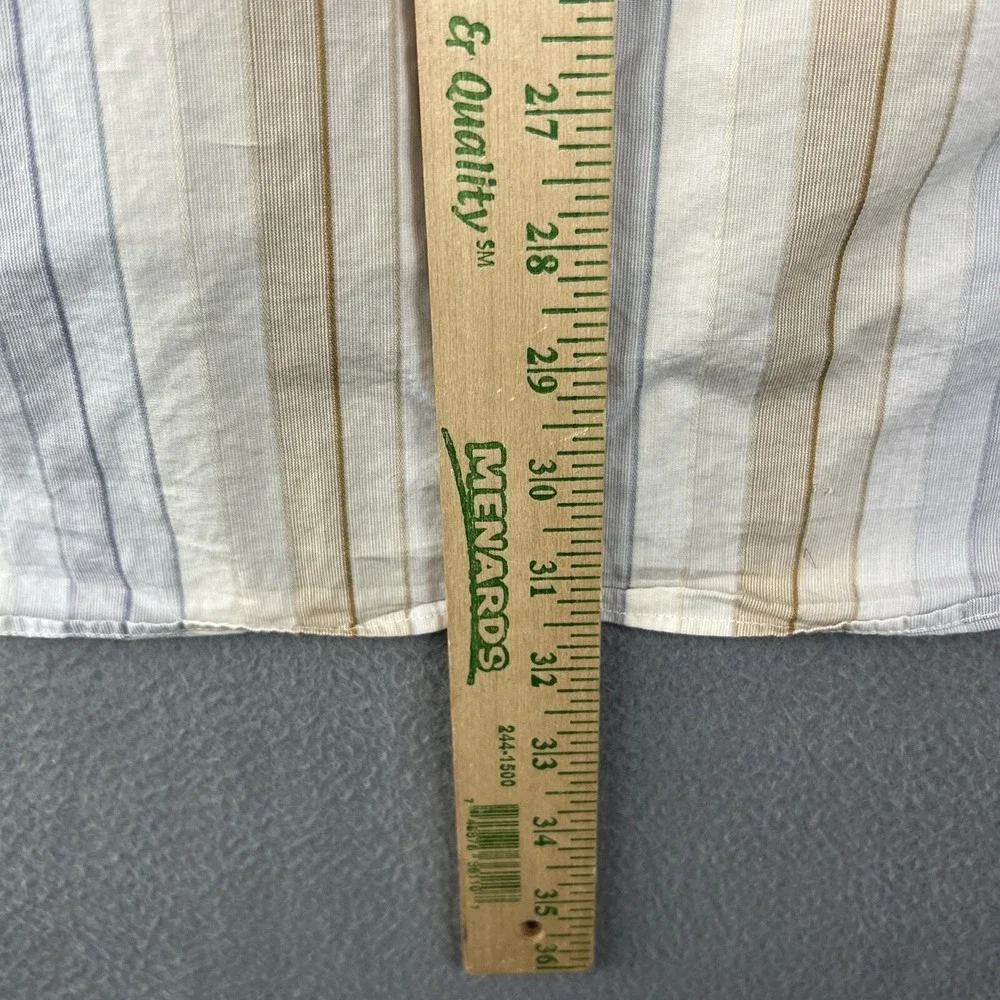 Alan Flusser Button‎ Down Shirt Mens XL Blue Brown Striped Business Dress Shirt